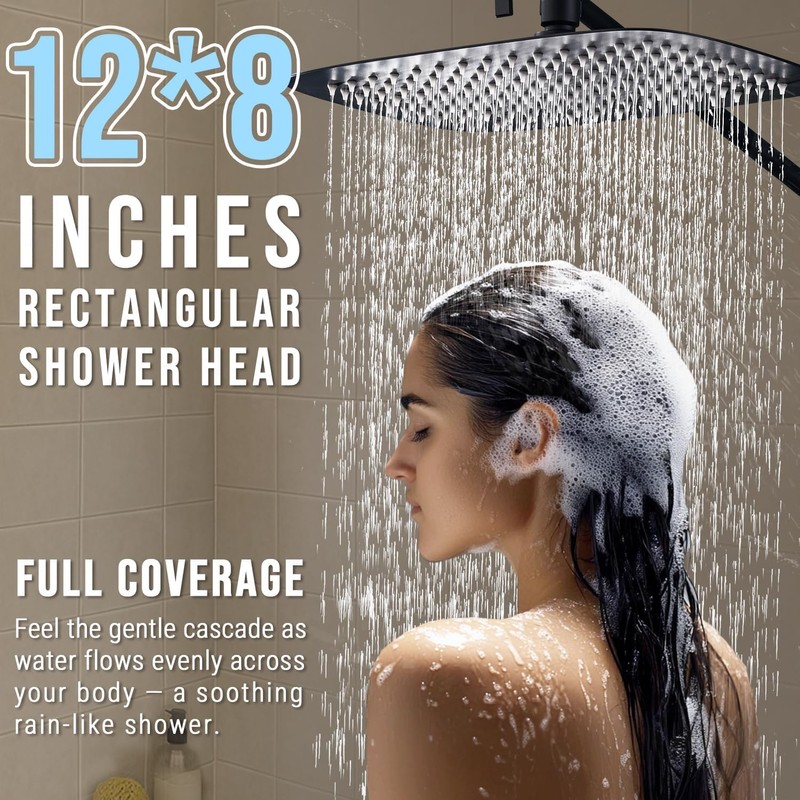 G-Promise All Metal 12 Inch Dual Square Shower Head with