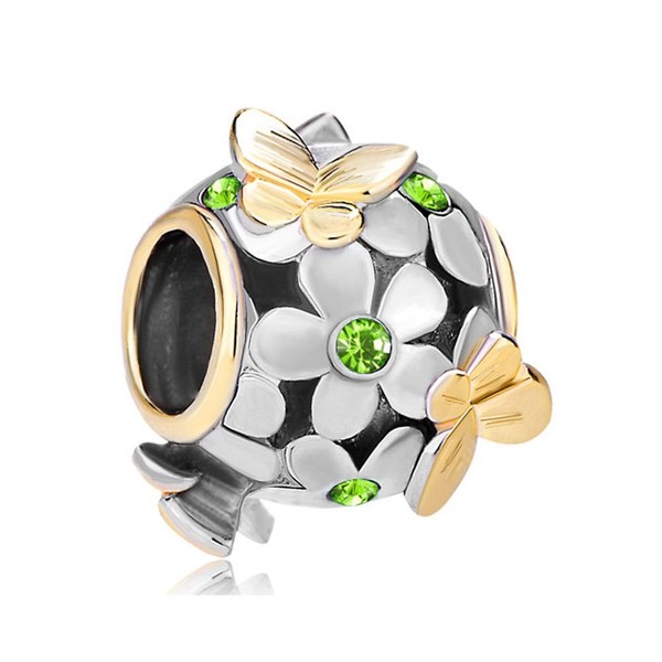CharmSStory New Butterfly Clear Simulated Birthstone Synthetic Crystal Charm Beads