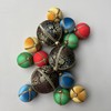 Neena Handmade Embroidered Bauble | 8cm Brown with Gold, Red,