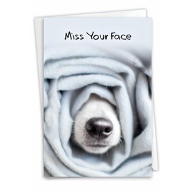 NobleWorks - 1 Miss You Greeting Card - Animal Pet Pooch Cover, Nose Smell - Dog Gone Roll C9265AMYG