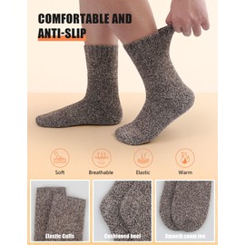 SIMIYA 5 Pairs Merino Wool Socks for Men, Extra Thick Wool Hiking Socks for Men Winter Size 7-13
