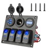 12-24V 4 Gang Toggle Blue LED Rocker Switch Panel Circuit