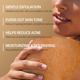 Exfoliante Corporal De Cúrcuma Con Vitamina C, Colágeno Y Aceite De Coco. Elimina Las Células Muertas De La Piel. Suaviza E Hidrata La Piel. Exfoliante Natural Para Glúteos Y Zona Del Bikini C