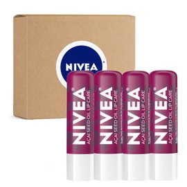 NIVEA Bálsamo labial vegano con aceite de semillas de acai y manteca de karité, 0.17 onzas, paquete de 4