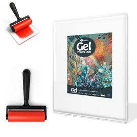 DINGSEN Gel Printing Pad with Brush - Reusable Gel Plate for Monoprinting, Stamping & Texture Art, Includes Mini Roller Brush - Non-Toxic Art Tool for Beginners, Artists & Therapy (Size: 8 * 10inch)