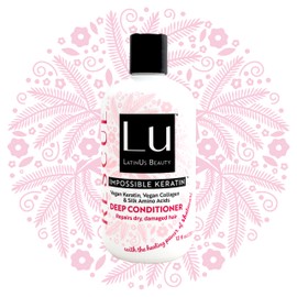 Lu LatinUs Beauty RESCUE Acondicionador Reparador Natural Anti-Frizz con Keratina Vegana y Shatavari para Cabello Débil, Seco y Dañado (12oz)