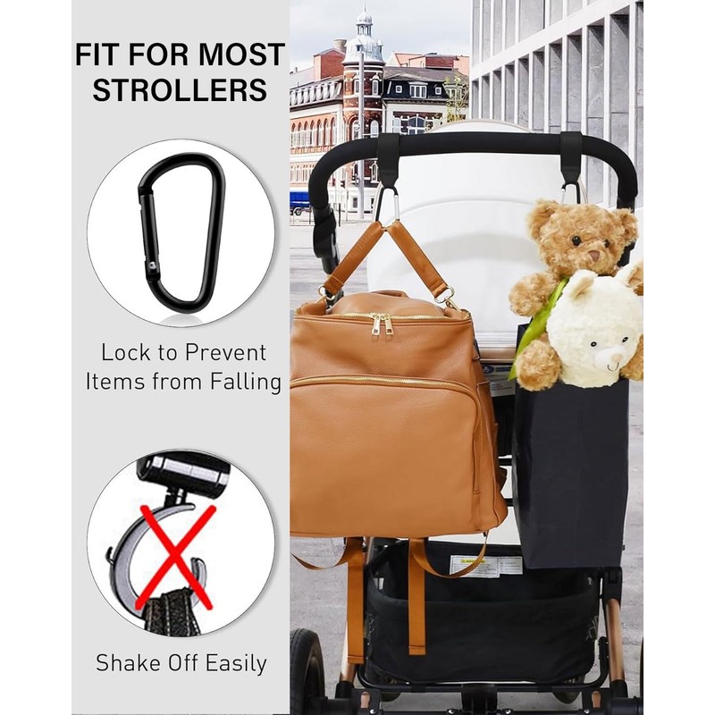 MYGLOAR 2PCS Award Winning Pram Bag Hooks, Changing Bag Pram