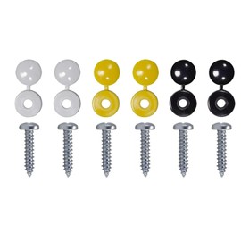Number Plate Fixings, 6 Piece Set, Quality Hinged Caps and 19mm Screws