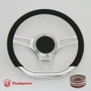 FLASHPOWER 14" D Type Billet Steering Wheel Red Half Wrap