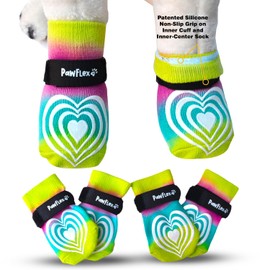Medical Therapeutic Double Sided Non-Slip Cotton Dog Socks | PawFlex Comfy Pawz Silicone grip on Inner Cuff No Twisting or Sliding Off | Senior & Disabled dog Traction Control |Pet Paw Protection