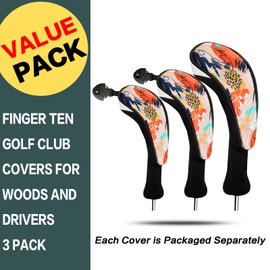 Golf Club Head Covers Woods Driver Fairway Hybrid 3 Pack Set, Headcovers Men 1 3 5 7 X Interchangeable Number Tag, Fit All Wood Clubs for Men Women (Orange-1 Driver&1 Fairway&1 Hybrid)