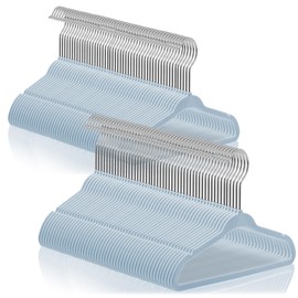 Casafield 100 Velvet Baby Hangers - 11" Size for Infant & Toddler Clothes - Light Blue