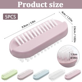 Aoyswuz 5 Pieces Nail Brushes Multicolor, Small Size Plastic Nail Brush Hard Bristles for Toes Nails Hands Cleaning Nail Art