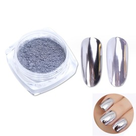 Holographic Mirror Nail Powders Chrome Silver Effect Pure Metallic Dust Sequins UV Gel Nail Chrome Pigment for Nail Art Decoration,Silver Chrome Nail Powder