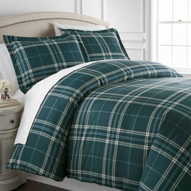 Southshore Fine Living, Inc. Plaid Duvet Cover Twin/Twin XL, Soft Duvet Cover with Zipper - Twin Duvet Set Includes 1 Bed Duvet Cover, 1 Sham, Twin/Twin XL, Blue Plaid