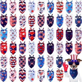 Sumind 50 Pieces Patriotic Dog Bandanas Bulk America Flag Bandanas for Dogs Triangle Pet Scarf for 4th of July Independence Day Memorial Day Pet Costume Accessories(31.5 x 21.7 x 21.7 Inch)