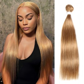 Human Hair Bundle Straight Bundle Human Hair 24 Inch Honey Blonde Brazilian Human Hair Bundle 1 Bundle 27J# Color