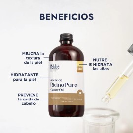 Aceite De Ricino 500ml Y Vitamina E en kit hidratante, antiedad, Capilar Corporal Hebbe Cosmetics & Ludika