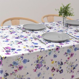 Style Decor W4701000 Tablecloth, 100% Cotton, Fashionable, Rectangle, Northern Europe, 47.2 x 59.1 inches (120 x 150 cm), Standard, Floral Pattern, Blue, Pansy
