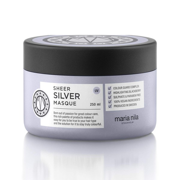 Maria Nila Sheer Silver Masque 250 ml - Moisturizing Hair Wrap with Violet Pigment for Blonde Hair. 100% Vegan. Sulfate-free and Paraben-free.