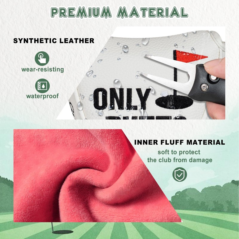 Golf Putter Club Head Cover Mallet Magnetic White PU Leather