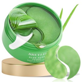 BREYLEE Aloe Vera Eye Mask– 60 Pcs - Puffy Eyes and Dark Circles Treatments – Look Younger and Reduce Wrinkles and Fine Lines Undereye, Improve and Firm eye Skin - Pure Natural Material Extraction