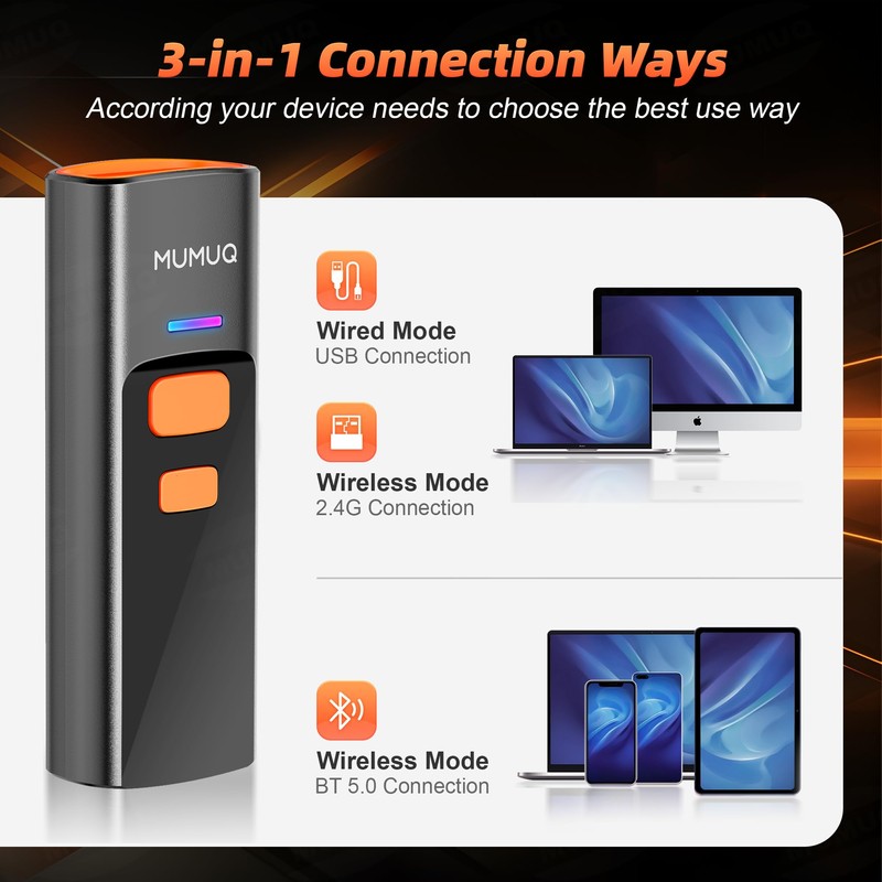 Wireless Barcode Scanner Mini Bluetooth 1D 2D QR Bar Code