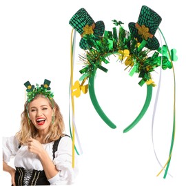 Beavorty St Patrick's Day Top Hat Headband with Shamrock Sequin Design Comfortable and Hair Accessory for Festive Parties Birthdays and Weddings for Adults