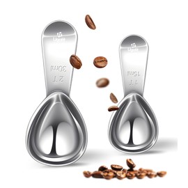 Coffee Scoop Combo Set, 1 Tbsp & 2 Tbsp Measuring Spoons, Heavy-Duty Stainless Steel Short Handle, Fits Canisters for Coffee, Espresso & Protein Powder