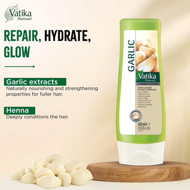 Vatika Naturals Garlic Shampoo & Conditioner Combo, 400 ml, For