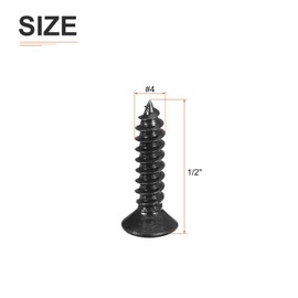 DTGN 100Pcs #4x1/2" Flat Head Wood Screws, 304 Stainless Steel Phillips Self Tapping Screws - Good for Woodworking, Furniture - Black