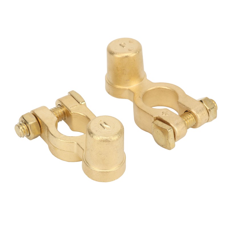 2PCS Battery Terminal Connectors Brass Negative Positive Car Battery Cable