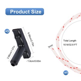 RUNEAY Starter Rope Lawn Mower 10 m Diameter 3.5 mm Starter Rope with 3 Pieces Starter Handle for Lawn Mower Chainsaw Trimmer Edger Brush Cutter Engine Parts