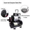Timbertech Upgraded Airbrush Single-Piston Oil-free Mini Compressor ABPST08 with Cooling