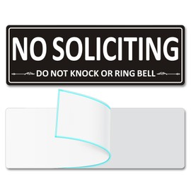 i-CowFun (2 Pack) Metal Self-Adhesive No Soliciting Sign for Front Door, 7.5" x 2.5" Heavy-duty No Soliciting Sign for House, Do Not Knock or Ring Bell, Aluminum No Solicitation Signs for Business Home, No solicitors Signs for Office Gate Window (BLACK)