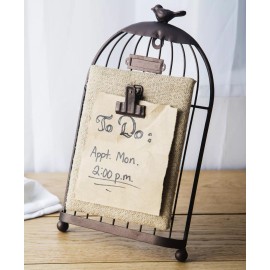 Home Essentials Bronze Birdcage Memo Board Message Holder for Kitchen, Desk, Office, Counter etc