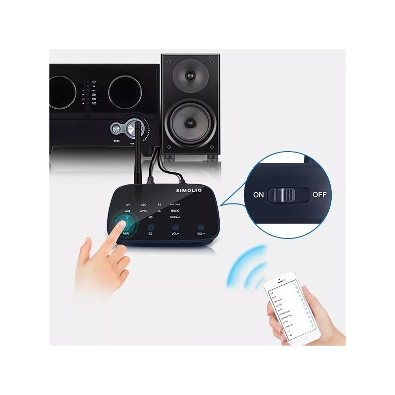 SIMOLIO Bluetooth Receiver with 3 Different Sound Profiles for Streaming