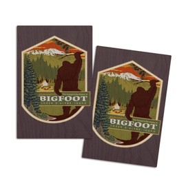 Coeur d'Alene, Idaho, Home of Bigfoot, (4x6 Birch Wood Postcards, 2-Pack Stationary, Rustic Home Wall Decor)