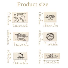 LIANCHEN 60 Pieces Sewing Textile Labels, 6 Sizes, Handmade Textile Labels, Beige Fabric Label for Sewing, Woven Labels, Handmade Labels, Sewing Labels for Sewing, Crafts, Knitting (Beige)