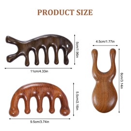 ZPTEE 3 Pcs Wooden Scalp Massager, No Static Wide Tooth Comb for Head Scalp, Head Massage Tools, Scalp Detox Comb for Scalp, Acupressure, Gua Sha, Good for Health, Relieve Fatigue