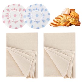 RoxNvm Baker's Linen, 2 Linen Cloths Bread Baking, Dough Cloth with 2 Fermentation Foils, Dough for Covering, Proofing Hoods, Bread Baking Accessories for Families, Bakers, Dough Preparation (75 x 45