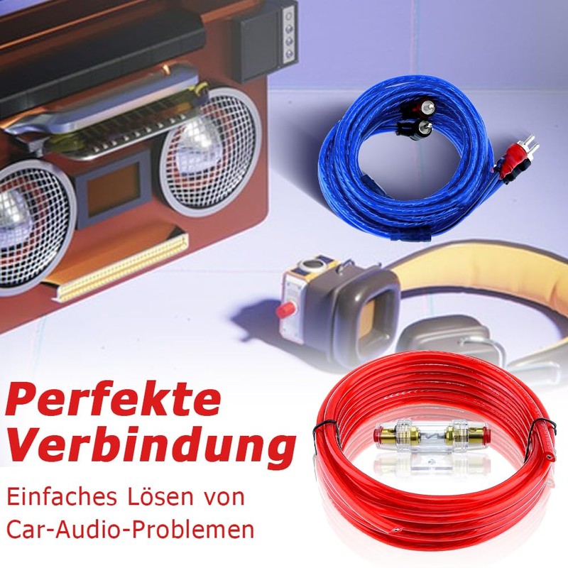 Abnaok Car Amplifier Cable Set, 10 GA, Connection Set, Car