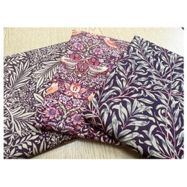 Fat Quarter Fabric Bundle - William Morris Damson Purple - Bird Floral Print Craft Fabric Material