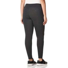 No nonsense Women’s Leggings with Pockets, High Waisted Soft Cotton Leggings, Charcoal Heather, 1X