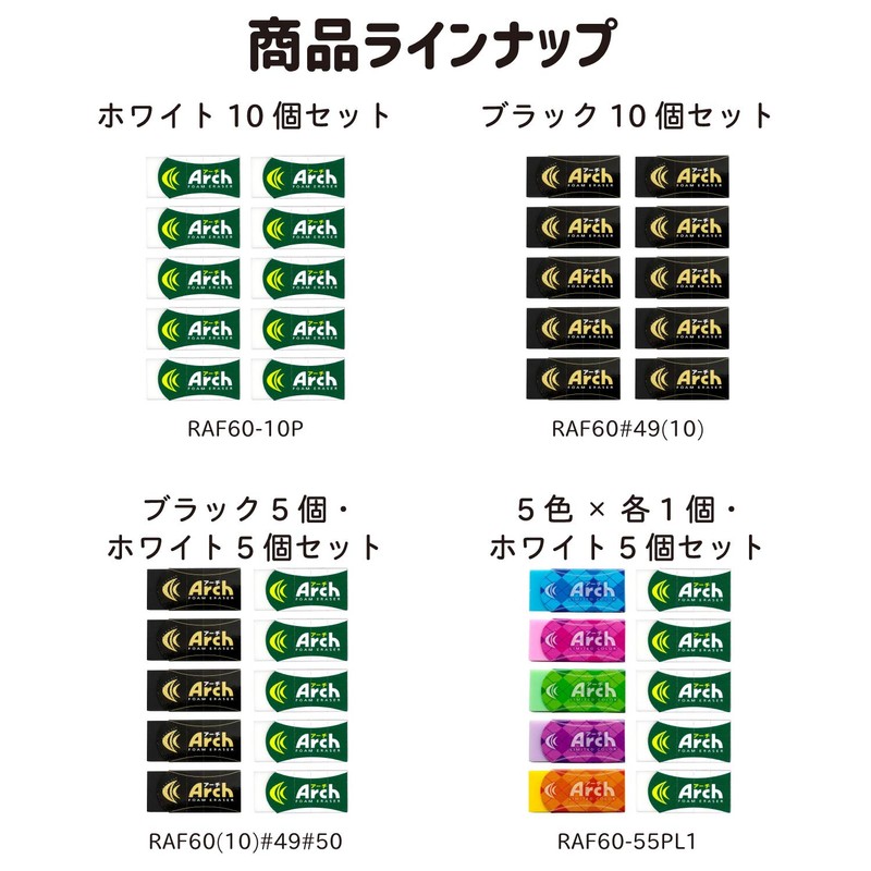 Sakura Crepas Eraser, Arch 60, 10 Pieces, RAF60-10P