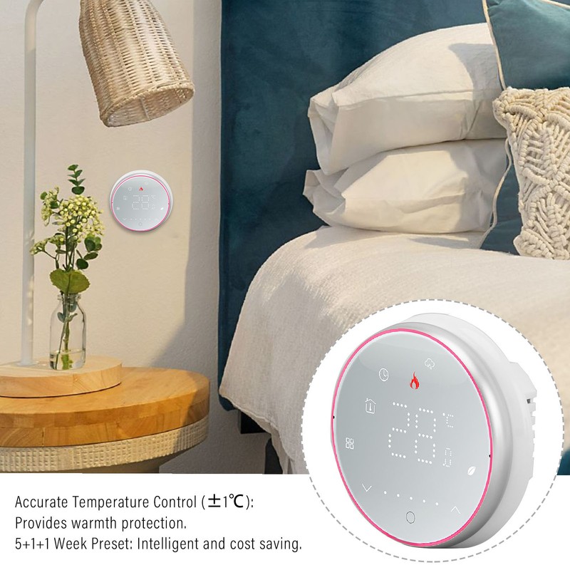 Smart Thermostat 1 Week Programmable LED Display Recessed Round Digital