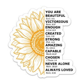 (3PCs) You are Bible Verse Scripture Sticker, Christian Faith Sunflower Stickers, Religious Quotes Affirmation Vinyl Waterproof Stickers for Laptop Water Bottle Notebook Tumbler Journal (3 Inches)