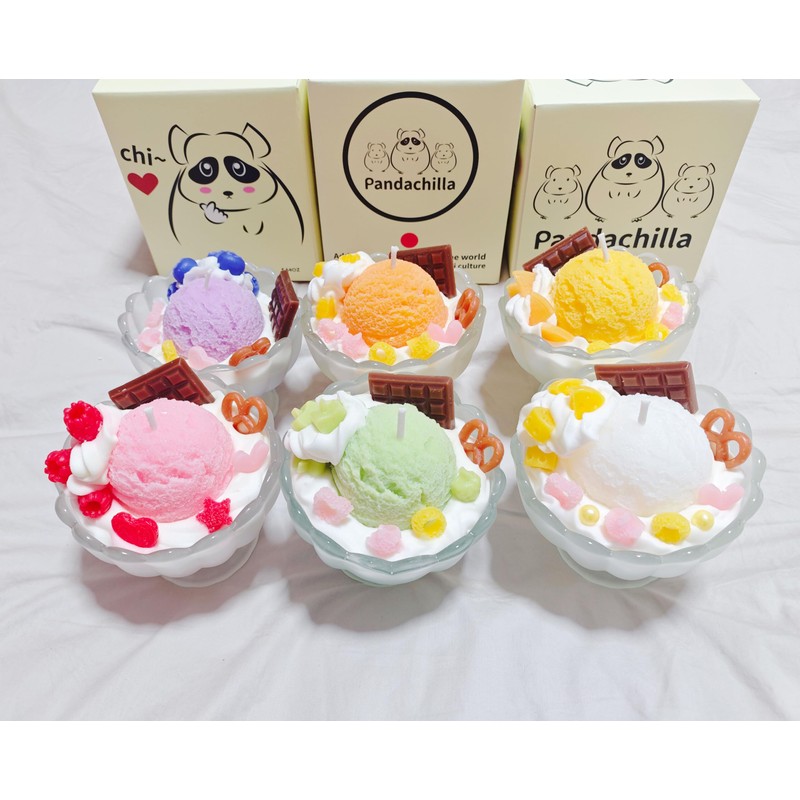Pandachilla アロマキャンドル アイスクリーム 自然の香り かわいい 飾り品 40時間 キャンドル (新鮮なココナッツ)