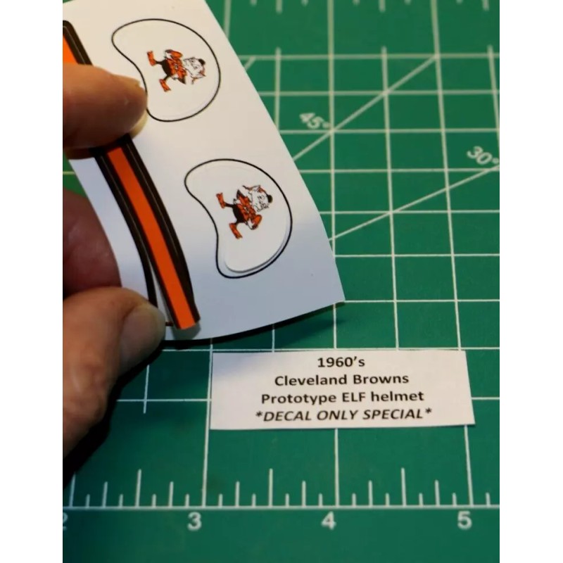 Prototype *WHITE ELF* Browns DIECUT Football Gumball Helmets *DECAL SHEET