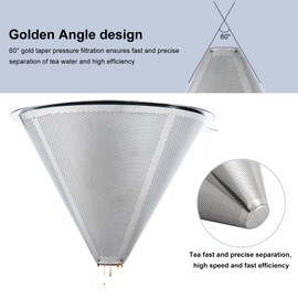 Yanyole Pour Over Coffee Maker,Coffee Filter,Slow Drip Paperless Stainless Steel Cone Coffee Dripper(2-3 Cup)